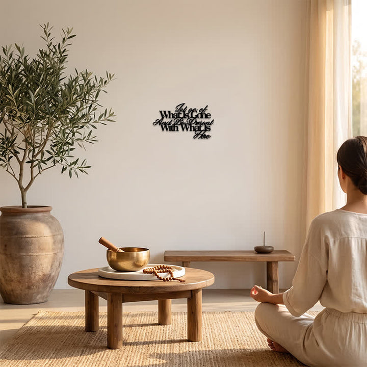Buddha Stones Minimalist Matte Black Inspirational Quote Iron Metal Meaningful Symbols Wall Art - image 5