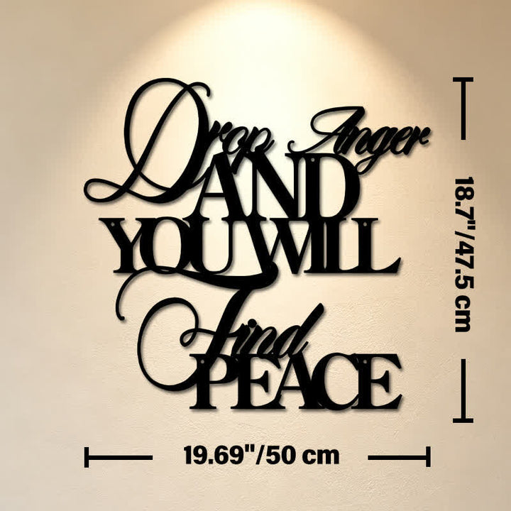 Buddha Stones Matte Black Drop Anger Find Peace Quote Iron Metal Meaningful Symbols Wall Art - Approx. 50cm x 47.5cm x 0.12cm / 19.69in x 18.70in x 0.05in - image 10