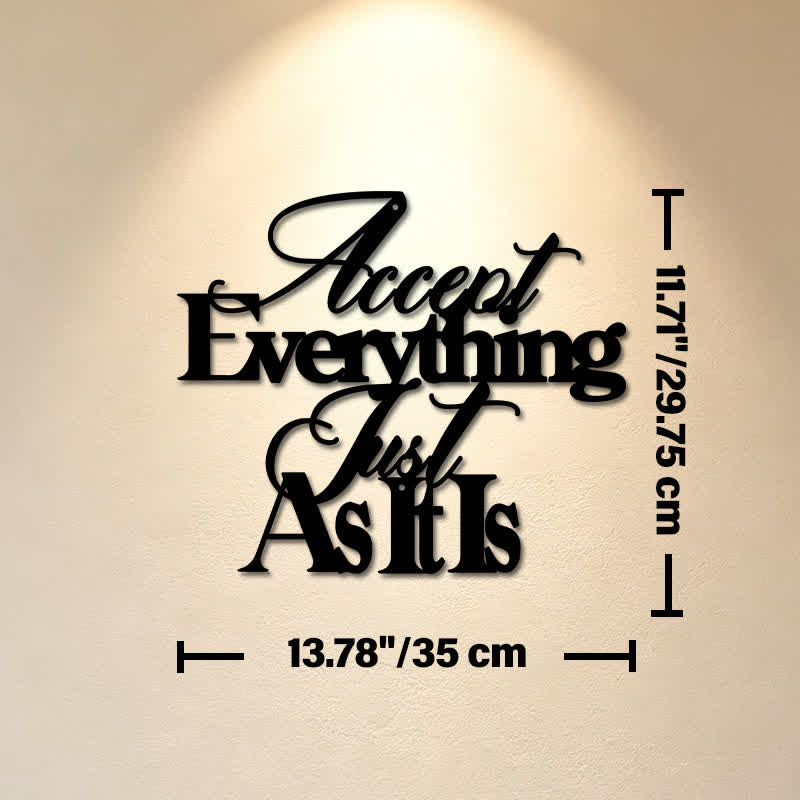 Buddha Stones Accept Everything Just As It Is Matte Black Iron Metal Meaningful Symbols Wall Art - Approx. 35cm x 29.75cm x 0.1cm / 13.78in x 11.71in x 0.04in - image 6