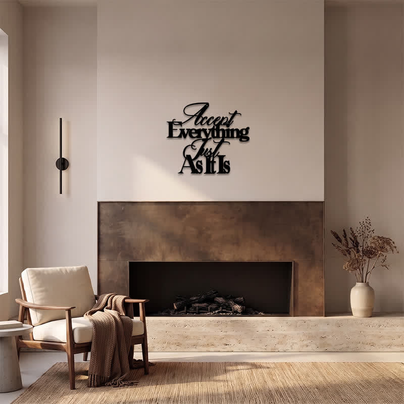 Buddha Stones Accept Everything Just As It Is Matte Black Iron Metal Meaningful Symbols Wall Art - image 11