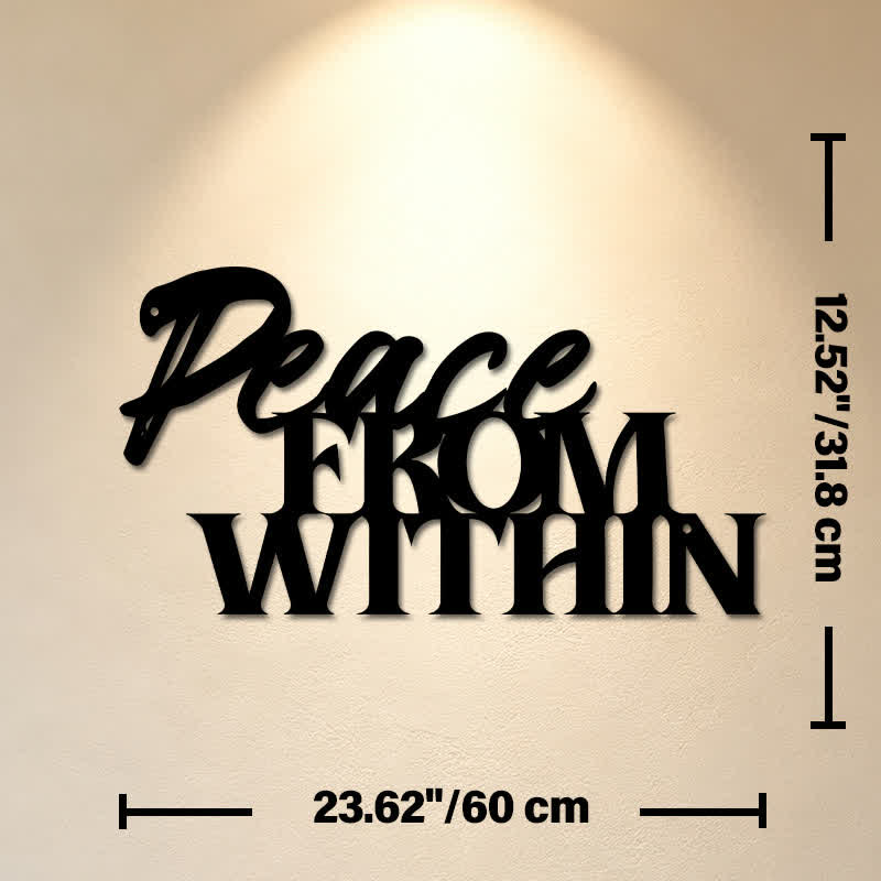 Buddha Stones Peace From Within Minimalist Typography Iron Metal Meaningful Symbols Wall Art - Approx. 60cm x 31.8cm x 0.12cm / 23.62in x 12.52in x 0.05in - image 12