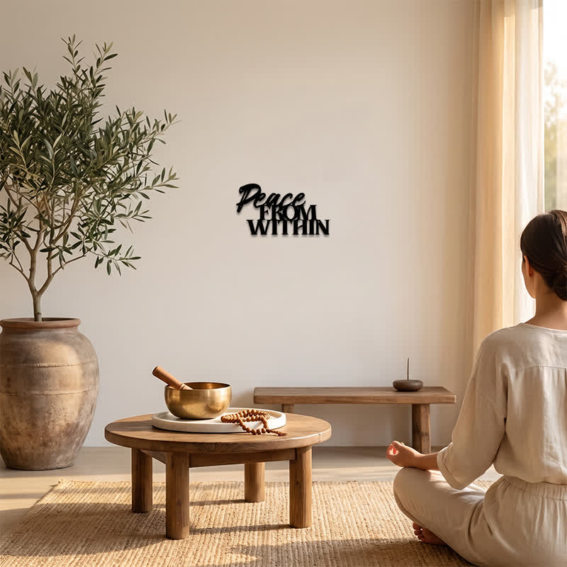 Buddha Stones Peace From Within Minimalist Typography Iron Metal Meaningful Symbols Wall Art - image 5