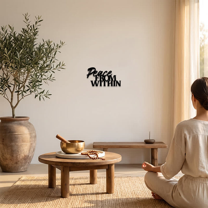 Buddha Stones Peace From Within Minimalist Typography Iron Metal Meaningful Symbols Wall Art - image 5