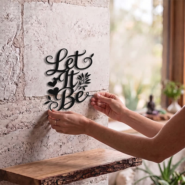Buddha Stones Let It Be Script Sign Iron Metal Meaningful Symbols Wall Art - image 1