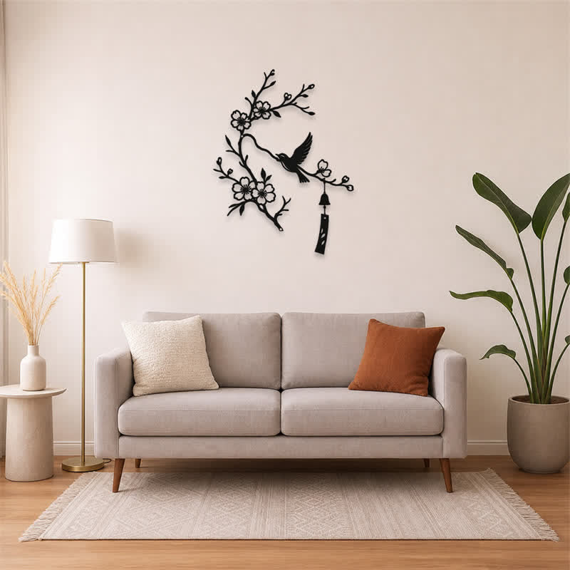 Buddha Stones Bird and Blossom Branch Iron Meaningful Symbols Wall Art - image 12