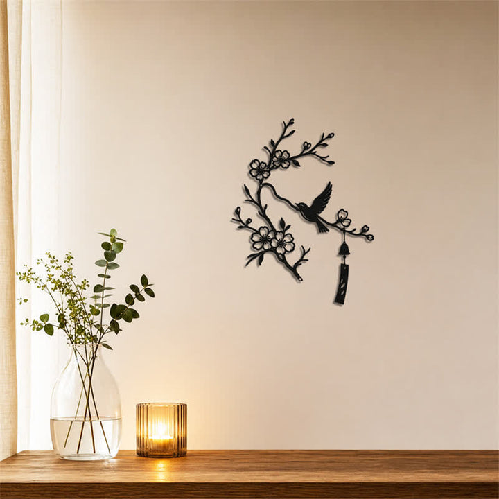 Buddha Stones Bird and Blossom Branch Iron Meaningful Symbols Wall Art - image 3