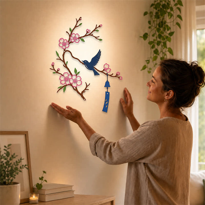 Buddha Stones Bird and Blossom Branch Iron Meaningful Symbols Wall Art - image 15