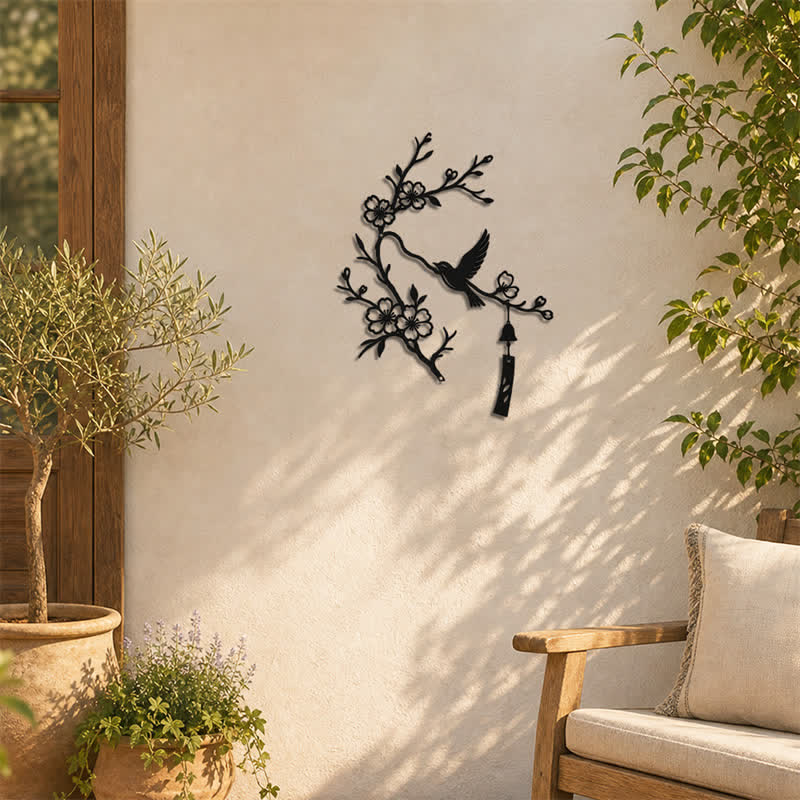Buddha Stones Bird and Blossom Branch Iron Meaningful Symbols Wall Art - image 5