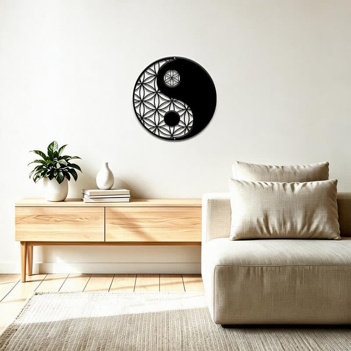 Buddha Stones Minimalist Yin Yang Balance Iron Metal Wall Decor - image 12