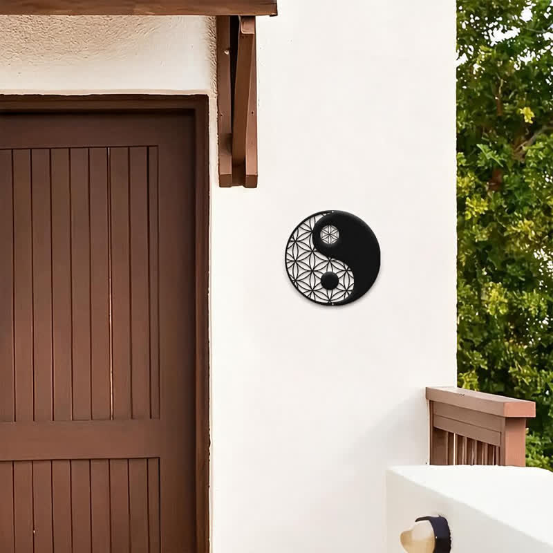 Buddha Stones Minimalist Yin Yang Balance Iron Metal Wall Decor - image 3