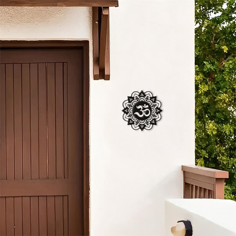 Buddha Stones Sacred OM Mandala Mindfulness Round Iron Metal Wall Decor - image 3