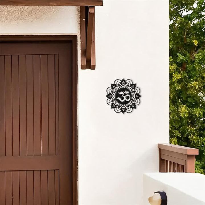 Buddha Stones Sacred OM Mandala Mindfulness Round Iron Metal Wall Decor - image 3