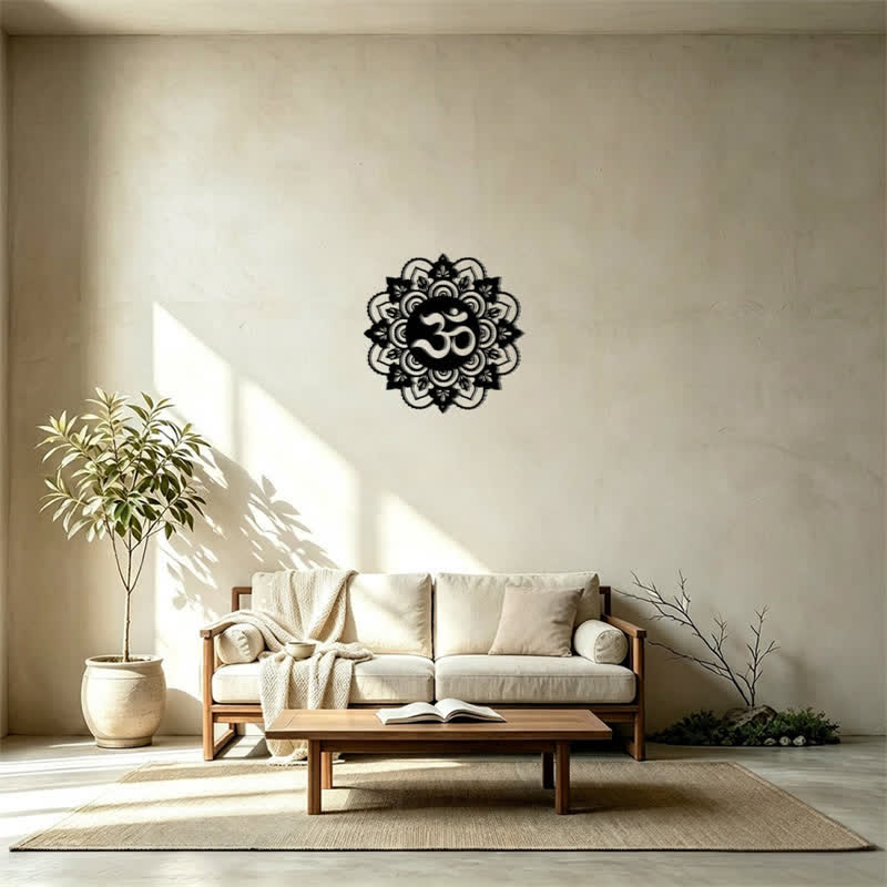 Buddha Stones Sacred OM Mandala Mindfulness Round Iron Metal Wall Decor - image 14