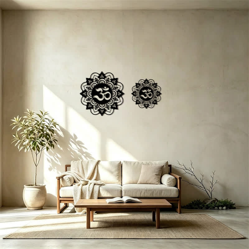 Buddha Stones Sacred OM Mandala Mindfulness Round Iron Metal Wall Decor - image 15