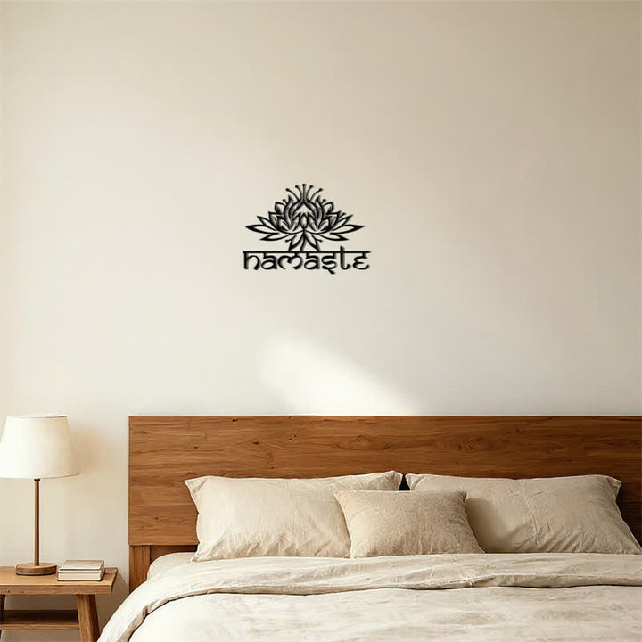 Buddha Stones Black Lotus Namaste Peace Metal Iron Wall Decor - image 5
