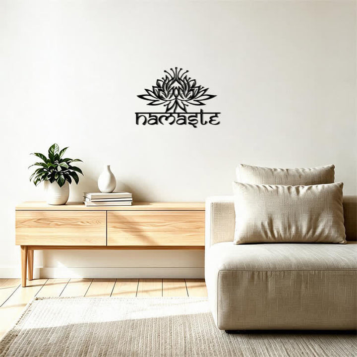 Buddha Stones Black Lotus Namaste Peace Metal Iron Wall Decor - image 12
