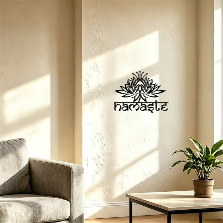 Buddha Stones Black Lotus Namaste Peace Metal Iron Wall Decor - image 9