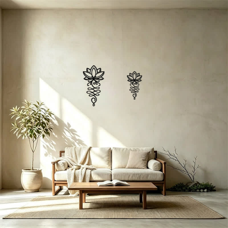 Buddha Stones Metal Lotus Enlightenment Minimalist Wall Hanging Iron Meaningful Symbols Wall Art - image 15