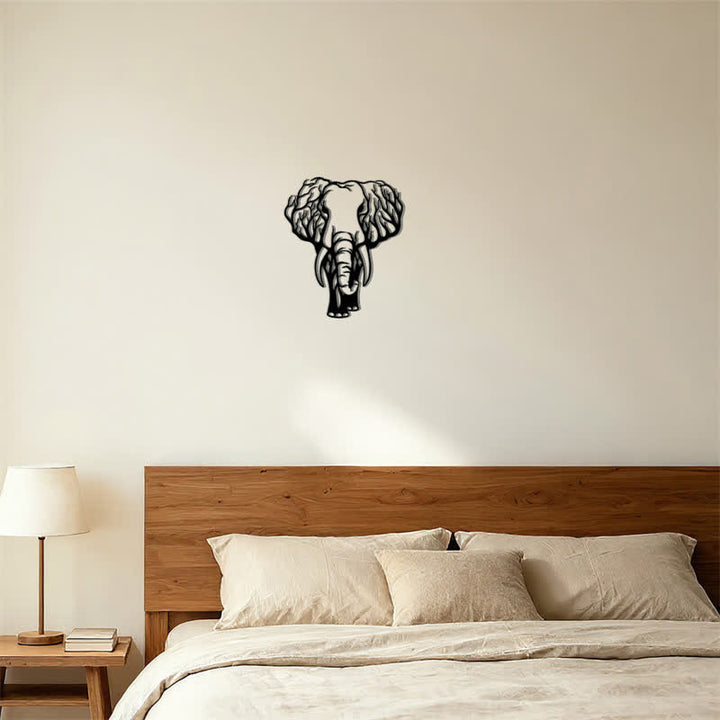Buddha Stones Minimalist Elephant Head Line Design Iron Metal Wall Decor - image 5