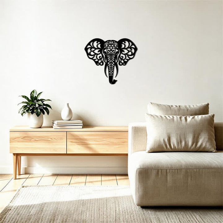 Buddha Stones Sacred Elephant Iron Metal Wall Decor Of Wisdom - image 12