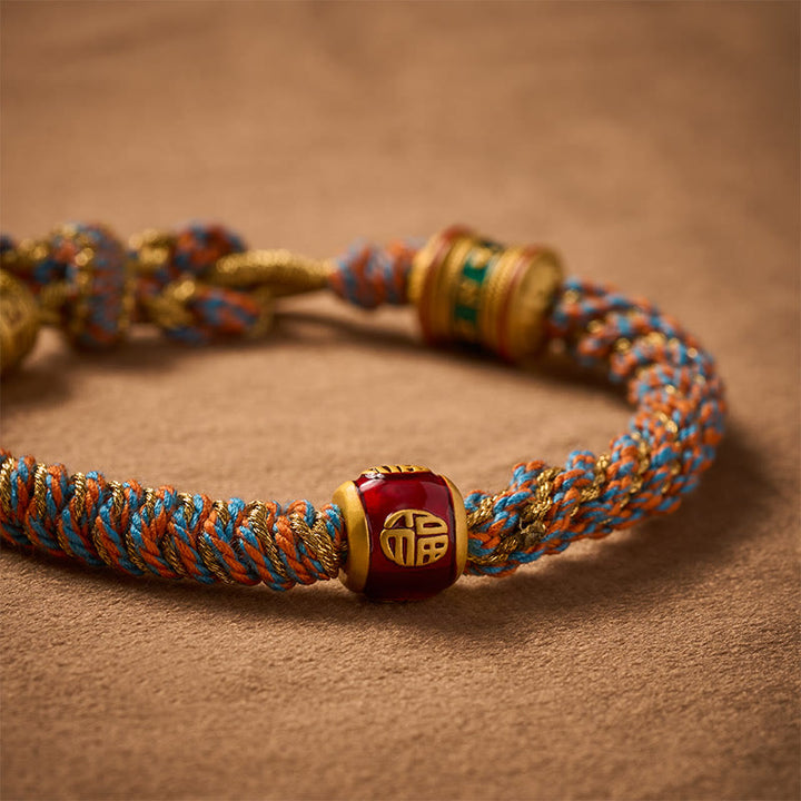 Buddha Stones Om Mani Padme Hum Tibetan Fu Character Hand-Woven Wisdom Bracelet - image 4