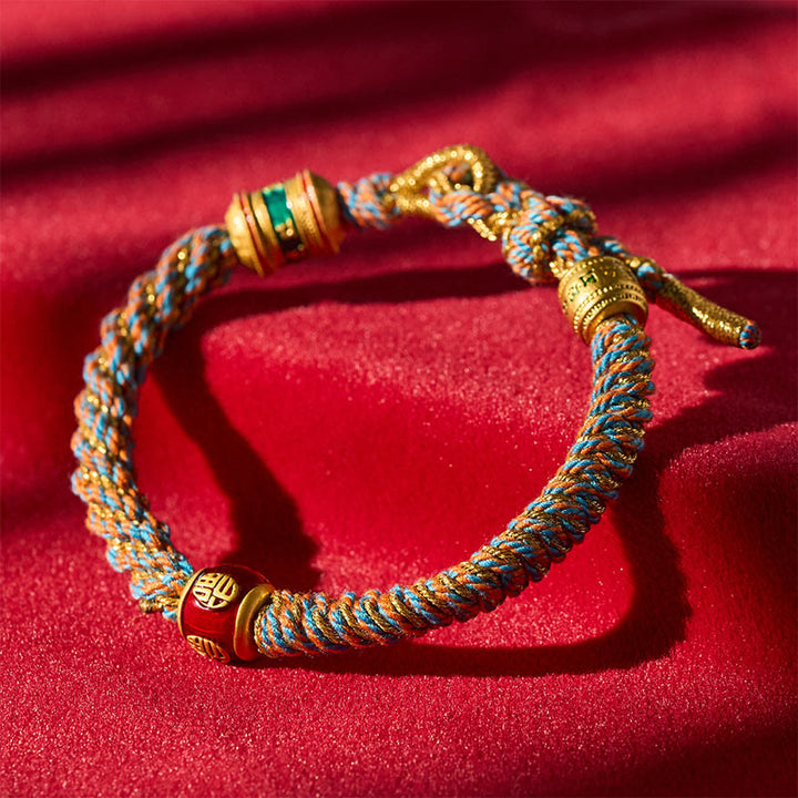 Buddha Stones Om Mani Padme Hum Tibetan Fu Character Hand-Woven Wisdom Bracelet - Om Mani Padme Hum - image 0