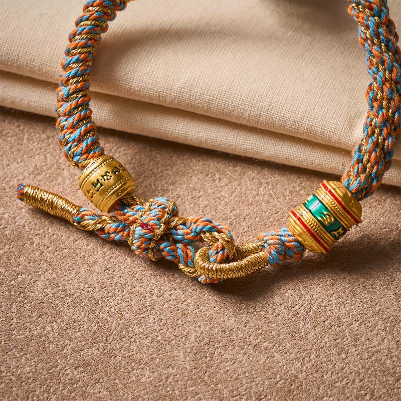 Buddha Stones Om Mani Padme Hum Tibetan Fu Character Hand-Woven Wisdom Bracelet - image 11