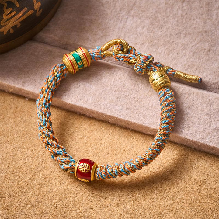 Buddha Stones Om Mani Padme Hum Tibetan Fu Character Hand-Woven Wisdom Bracelet - image 2