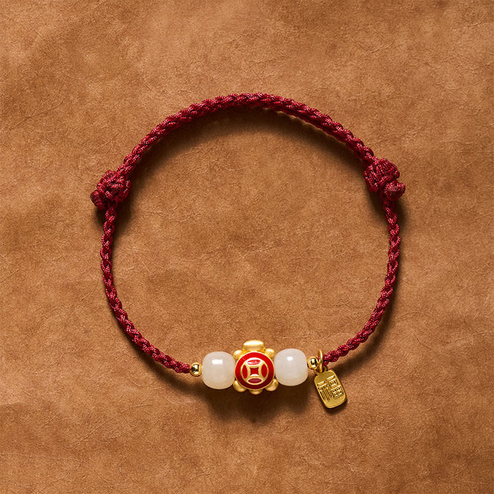 Buddha Stones Turtle Red String Hand-Woven Strength Bracelet - Red - image 0