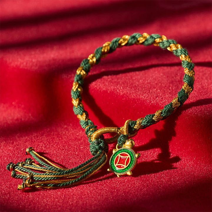 Buddha Stones Yellow Green Turtle String Hand-Woven Healing Bracelet - Turtle(Wisdom ♥ Endurance) - image 0