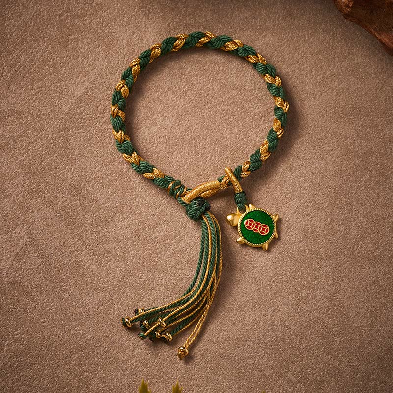 Buddha Stones Yellow Green Turtle String Hand-Woven Healing Bracelet - image 2
