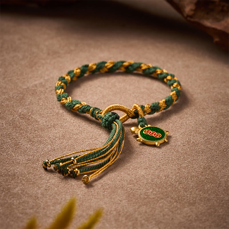 Buddha Stones Yellow Green Turtle String Hand-Woven Healing Bracelet - image 3