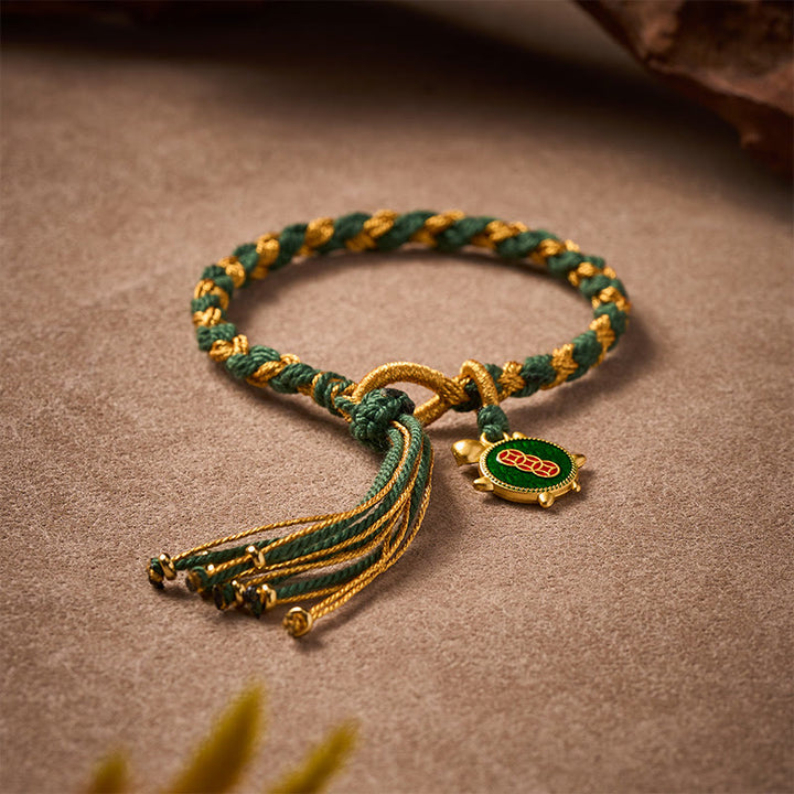 Buddha Stones Yellow Green Turtle String Hand-Woven Healing Bracelet - image 3