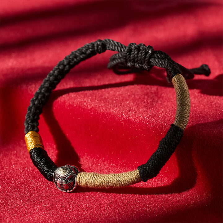 Buddha Stones Brass Yinyang Turtle Black String Hand-Woven Wisdom Bracelet - image 2