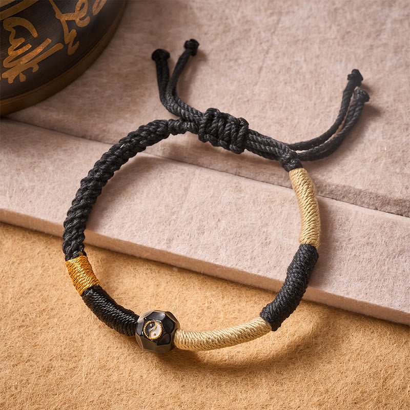 Buddha Stones Black and White Fire Agate String Balance Bracelet - YIN YANG(Balance ♥ Harmony) - image 0