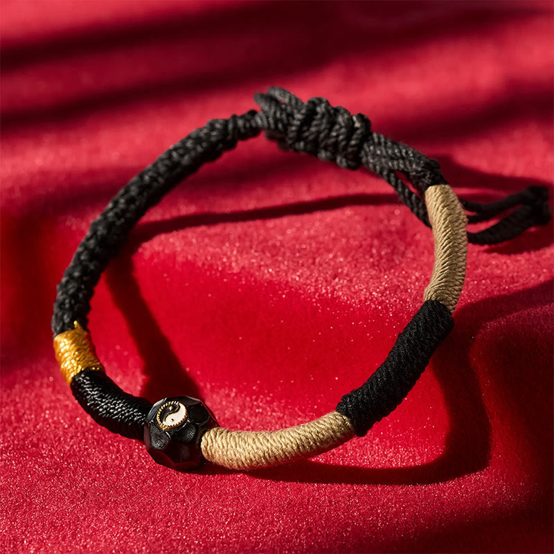 Buddha Stones Black and White Fire Agate String Balance Bracelet - image 1