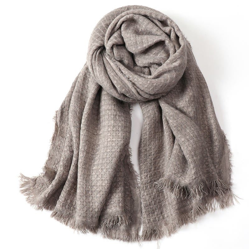 Buddha Stones Fall Winter Textured Tassel Cozy Wrap Scarves - Wheat - image 6