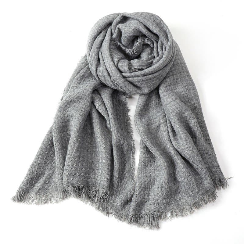 Buddha Stones Fall Winter Textured Tassel Cozy Wrap Scarves - LightGrey - image 14