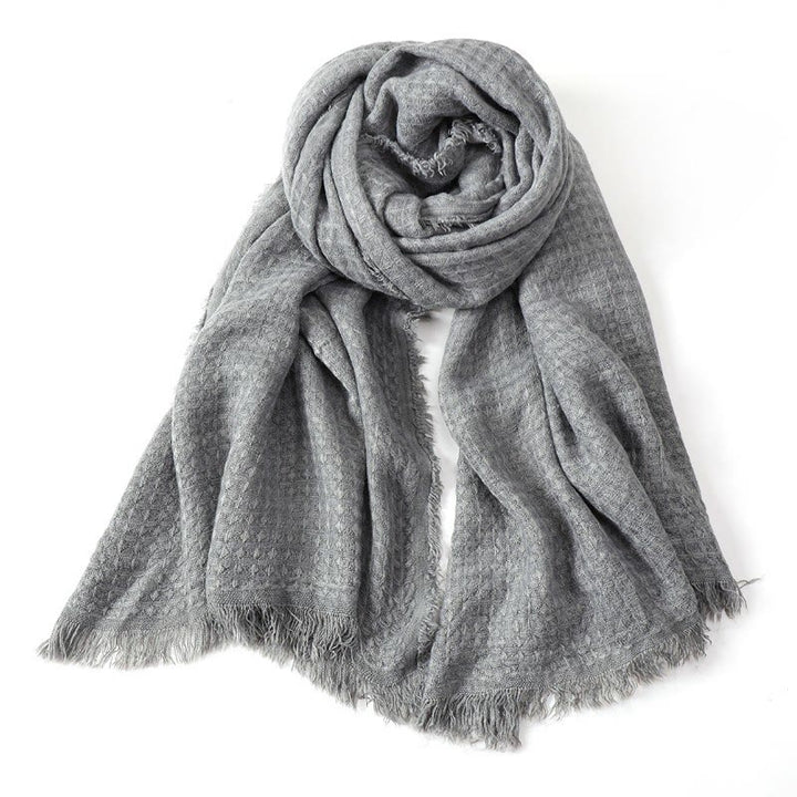Buddha Stones Fall Winter Textured Tassel Cozy Wrap Scarves - LightGrey - image 14