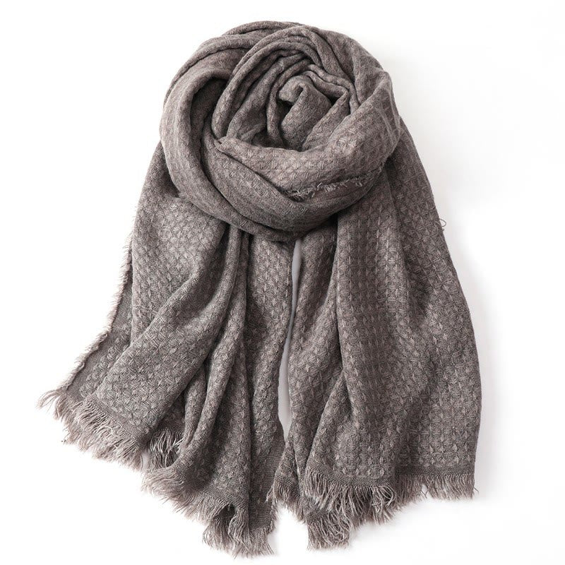 Buddha Stones Fall Winter Textured Tassel Cozy Wrap Scarves - Tan - image 10