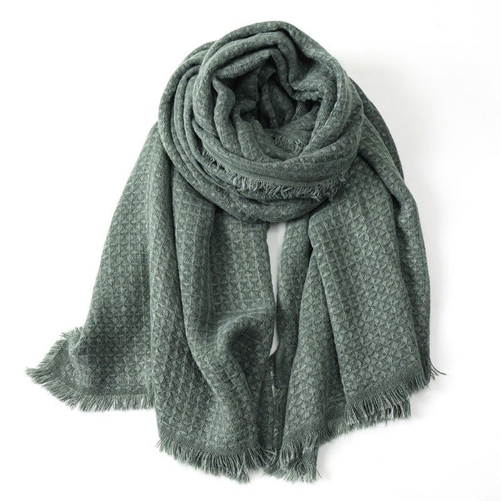 Buddha Stones Fall Winter Textured Tassel Cozy Wrap Scarves - MediumSeaGreen - image 8
