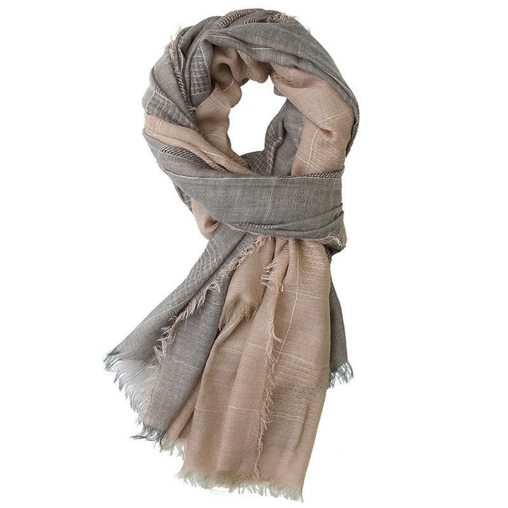Buddha Stones Fall Winter Dark Grid Tassel Layering Unisex Scarves - RosyBrown - image 6