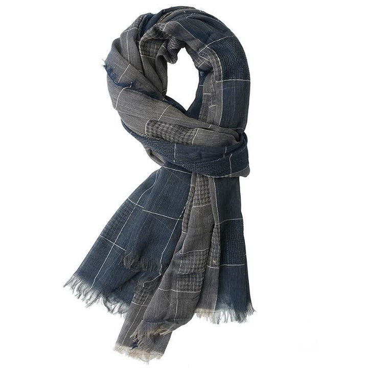 Buddha Stones Fall Winter Dark Grid Tassel Layering Unisex Scarves - DarkSlateGray - image 2