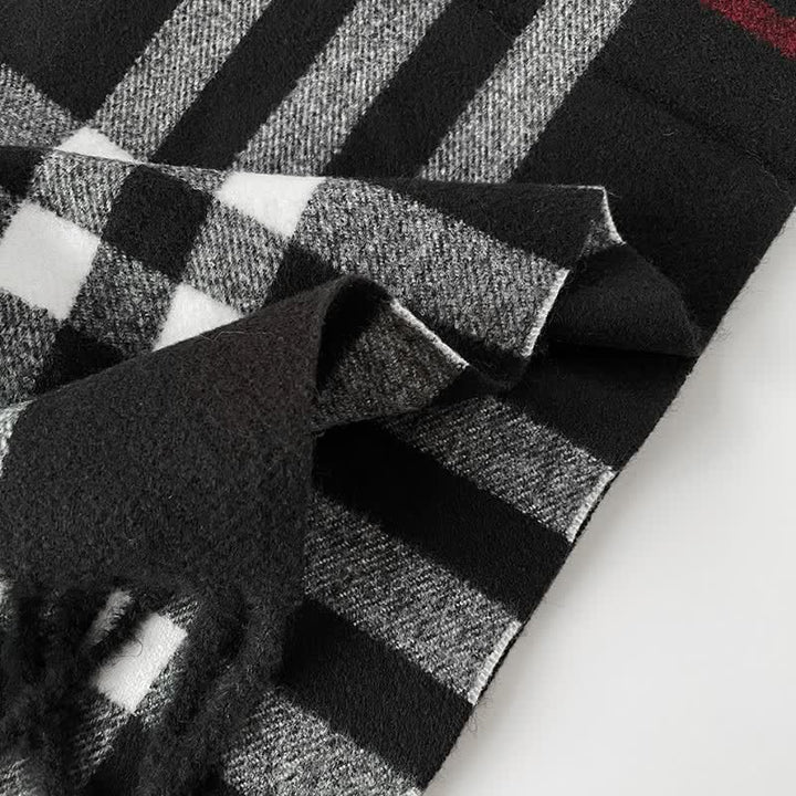 Buddha Stones Fall Winter Long Rectangular Plaid Fringed Men's Scarf - image 4