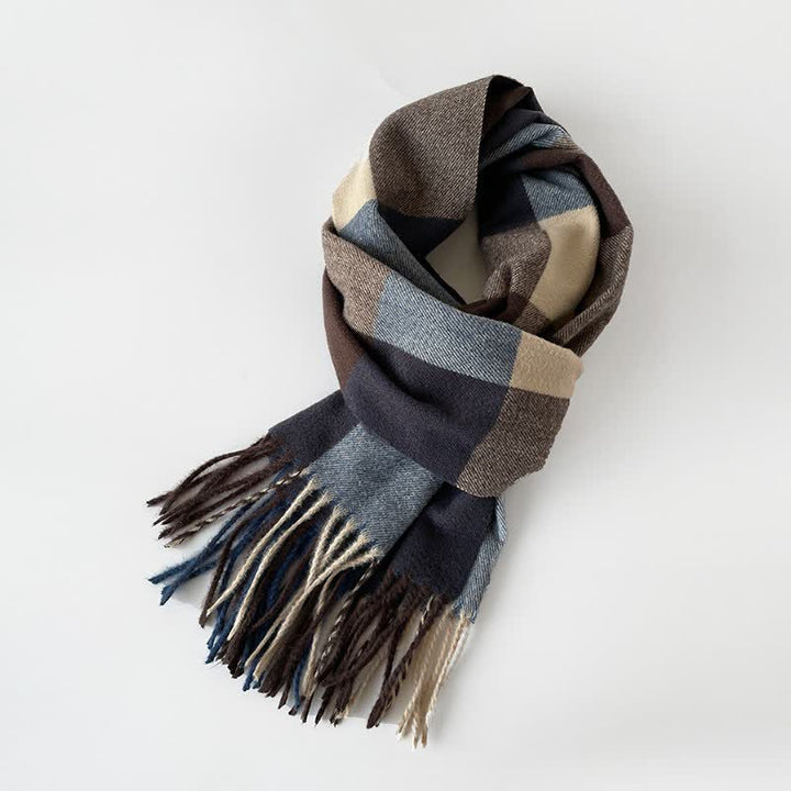 Buddha Stones Fall Winter Long Rectangular Plaid Fringed Scarves - image 6