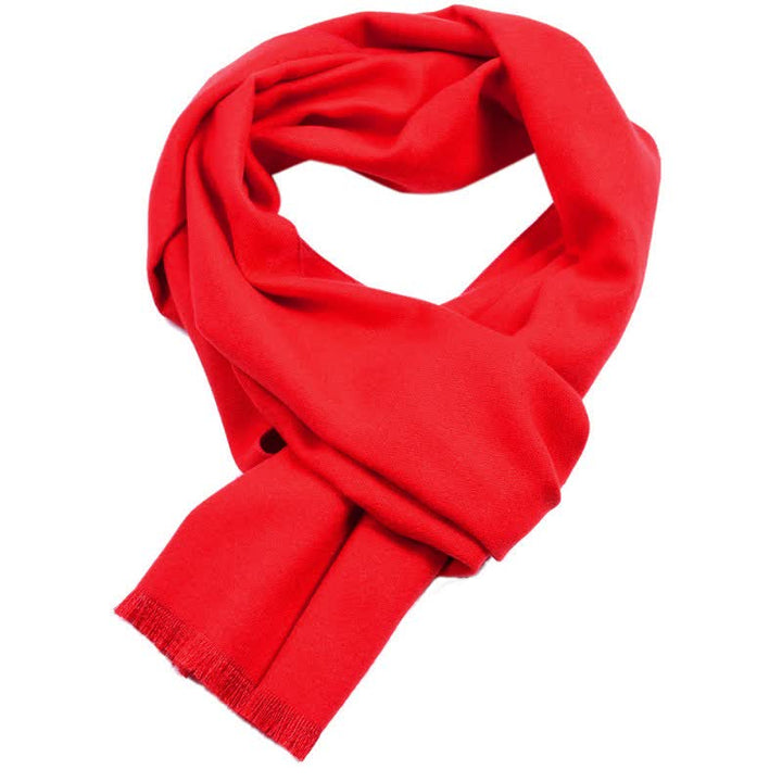 Buddha Stones Fall Winter Solid Color Tassel Cozy Long Scarves - Red - image 5