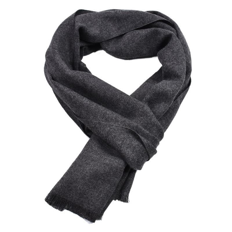 Buddha Stones Fall Winter Solid Color Tassel Cozy Long Men's Scarf - DarkSlateGray - image 6