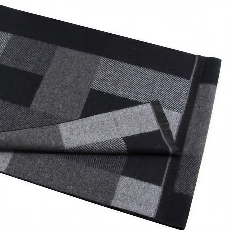 Buddha Stones Fall Winter Classic Plaid Tassel Cozy Rectangular Men's Scarf - image 5