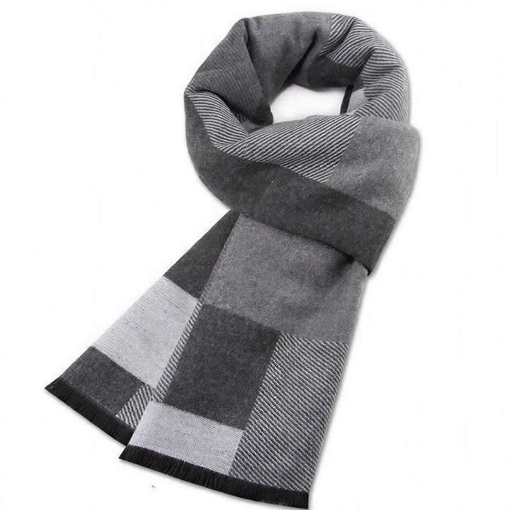 Buddha Stones Fall Winter Classic Plaid Tassel Cozy Rectangular Men's Scarf - LightGrey - image 12