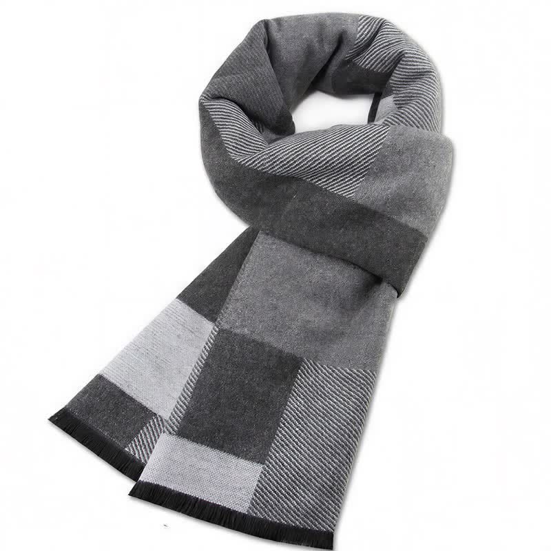 Buddha Stones Fall Winter Classic Plaid Tassel Cozy Rectangular Scarves - LightGrey - image 12